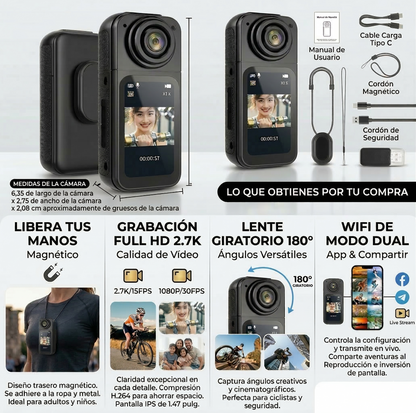 Camara Portatil magnetica de Colgante "Manos Libres, Sin Complicaciones"